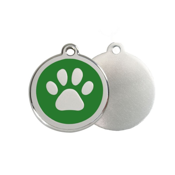 Paw Print ID Tag - Stainless Steel & Enamel