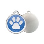 Glitter Paw Print ID Tag - Stainless Steel & Glitter