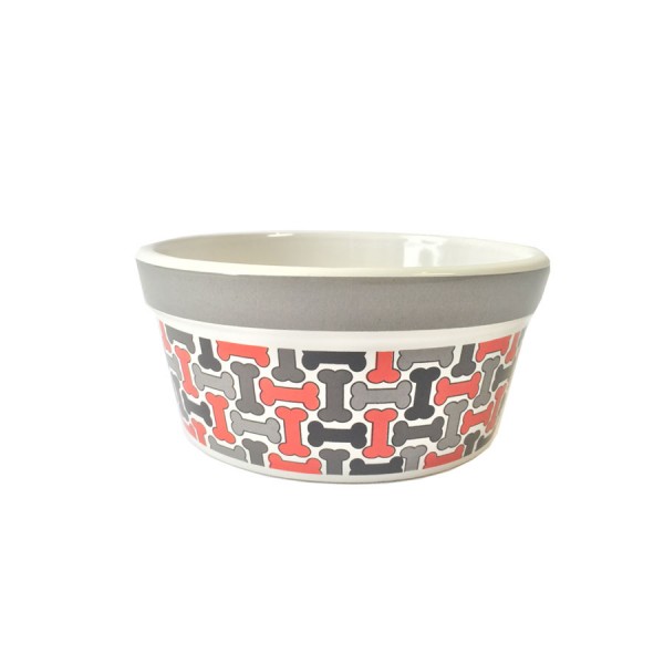 'Geometric Treats' Ceramic Dog Bowl
